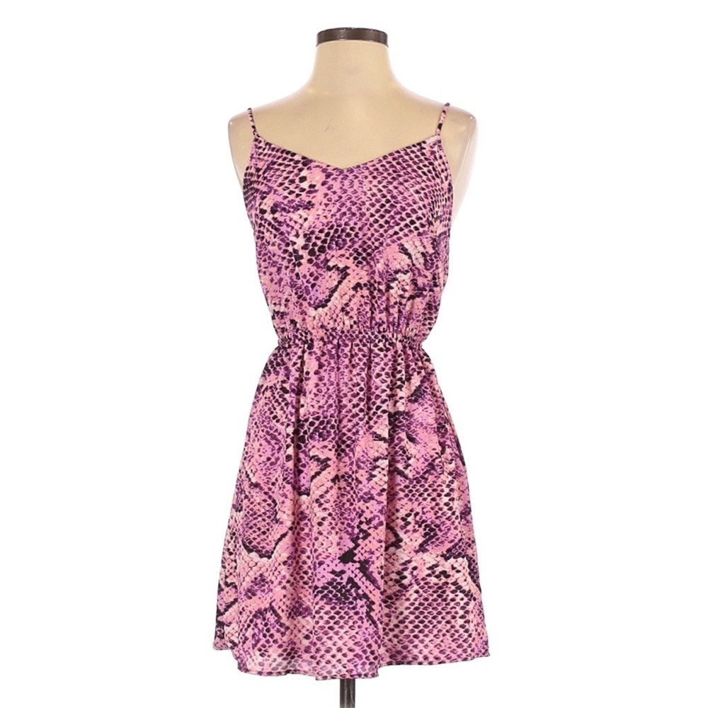 Eight Sixty Pink Snakeskin Print Strap Mini Dress
